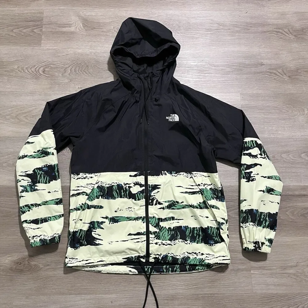 The North Face Antora Rain Jacket Mens Size Medium Black Camo Full Zip Hooded